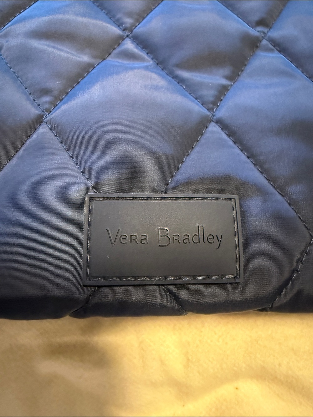 Vera Bradley Quilted Navy Tote with Logo Patch
